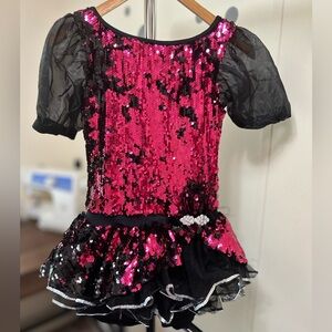 Weissman pink/black, sequined costume, jazz/acro, kids, teens, dress up, Size SA
